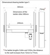 Ladder type 5 2.80m EN81-20 max pit depth 1.55 m incl wall fastening with contact & floor attachement